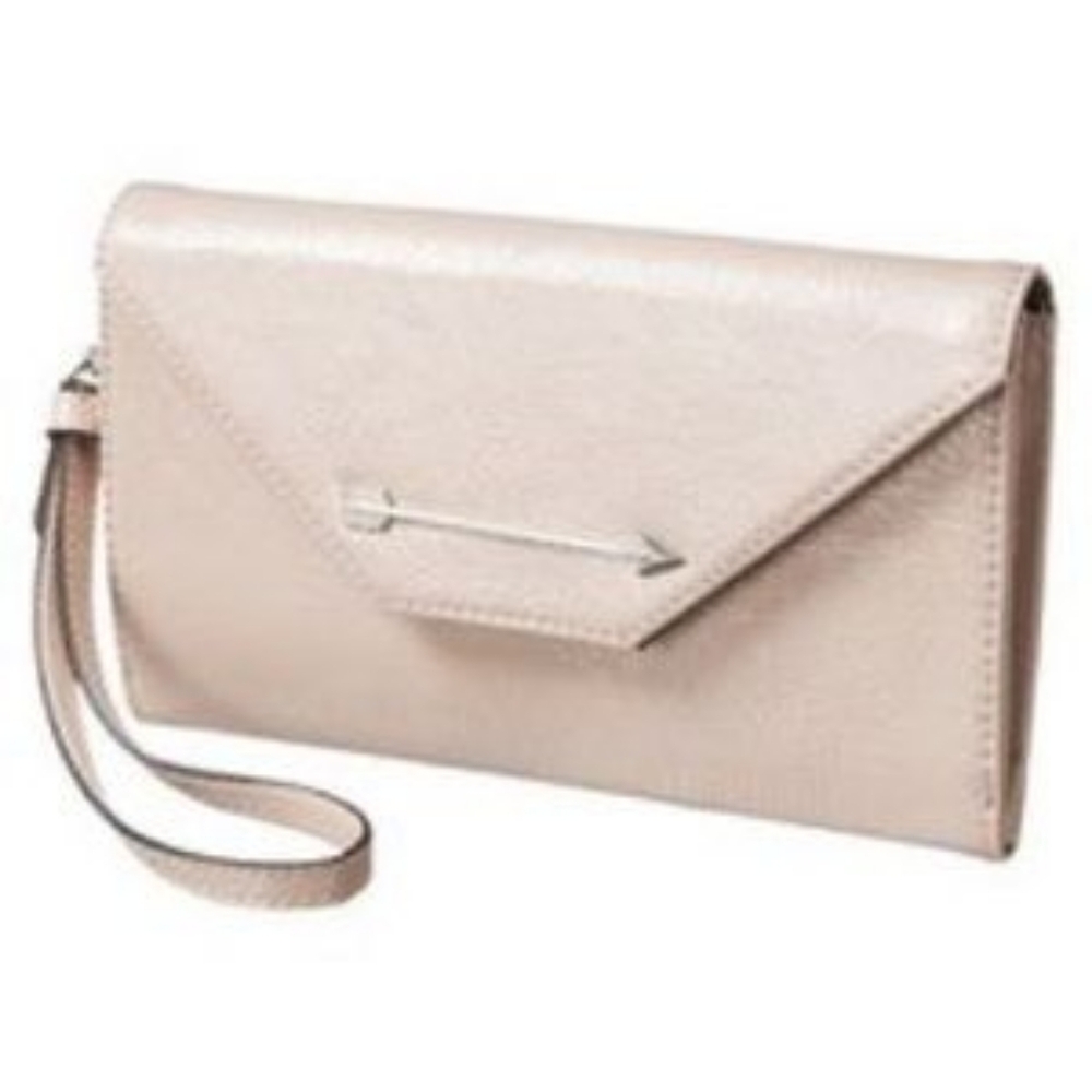 Kate Young. Beige Pink Wristlet Clutch. Like New.